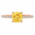 thumbnail image 5 of 2.7 ct Cushion Cut Natural Citrine Solitaire with Simulated Diamond Accents 14K Rose Gold Womens Engagement Ring, 5 of 6