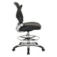 thumbnail image 4 of Mesh Black Back Fabric Drafting Chair Faux Leather Seat Adjustable Foot Ring, 4 of 4