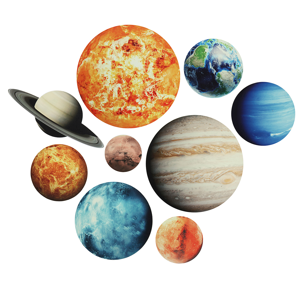 Glow In The Dark Solar System Wall Stickers 9#Planets Mars Kids Room Decal Decor