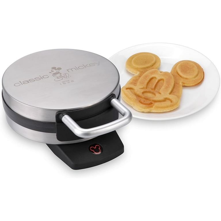 Disney 100 Years of Wonder Mickey Mouse Face Silver Mini Waffle Maker NEW