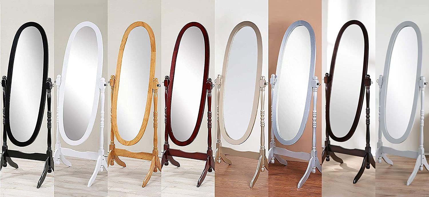 GTU Furniture Swivel Adjustable Full-Length Oval Wood Cheval Floor Mirror 