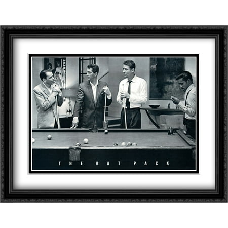 - Rat Pack-Shooting Pool 2x Matted 40x28 Large Black Ornate Framed Art Print