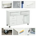 thumbnail image 6 of HOMCOM Printer Stand Home Office Mobile Storage Cabinet Organizer Desktop with Caster Wheels, 2 Locking Breaks and Drawer, White, 6 of 9