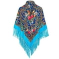 thumbnail image 2 of WREESH Women's Ethnic Style Shawl Printed Scarf With Tassel Style for Cheongsam Pairing Sky Blue, 2 of 3