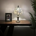 thumbnail image 3 of Tiffany Mini Table Lamp White Stained Glass Flowers for Living Room Bedroom Bedside 8" D*8" W*15" H, 3 of 6