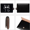thumbnail image 2 of Queilt (BLACK, Tri-fold)Fashion Cute Little Cat Pattern Small Wallet Credit Card Holder Cash Pockets ID Window with Paw Pendant, 2 of 5