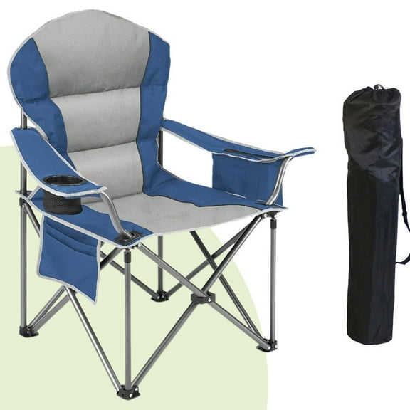 Simenmax Heavy Duty Oversized Camping Chair – 500 lbs Capacity, Built-in Cooler & Storage, Portable Folding Design for Maximum Comfort Outdoor,Blue