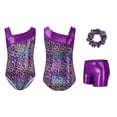thumbnail image 3 of Leotards for Girls Gymnastics with Y-neck,Sparkly Dance Unitards with Shorts Biketards Outfit for 3-12 Years, 3 of 3