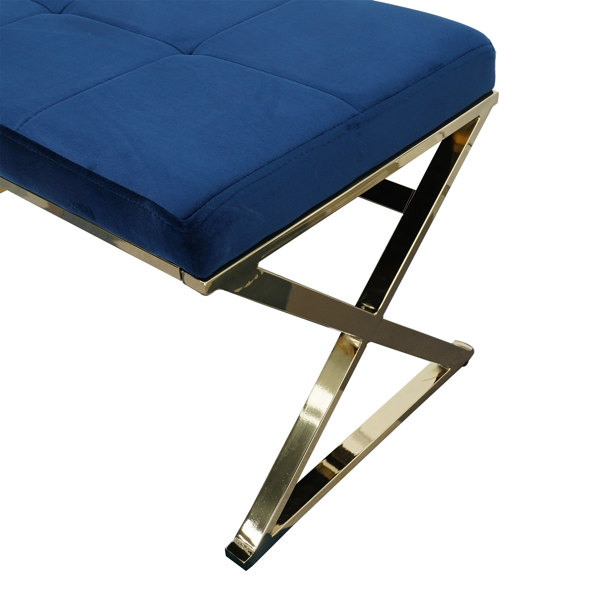 Kadyn Morden Bench, Upholstered Ottoman Bench for Bedroom, Tufted End of Bed Bench for Entryway, Blue