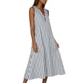 thumbnail image 6 of Snorda Women's Striped Dress Summer Round Neck Sleeveless Striped Solid Color Casual Dress Flowy Sundress Ideal for Daily Wear Beach Vacation & Party, 6 of 7