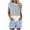 Light Blue, variant on GERsome 2 Piece Lounge Set for Women Short Sleeve Crewneck Tops and Drawstring Shorts Striped Color Block Pajamas Sets S-XXL