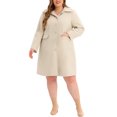 thumbnail image 2 of Agnes Orinda Women's Plus Size Coats Peter Pan Collar Single Breasted With Pockets Trench Winter Long Peacoat 3X Beige, 2 of 6