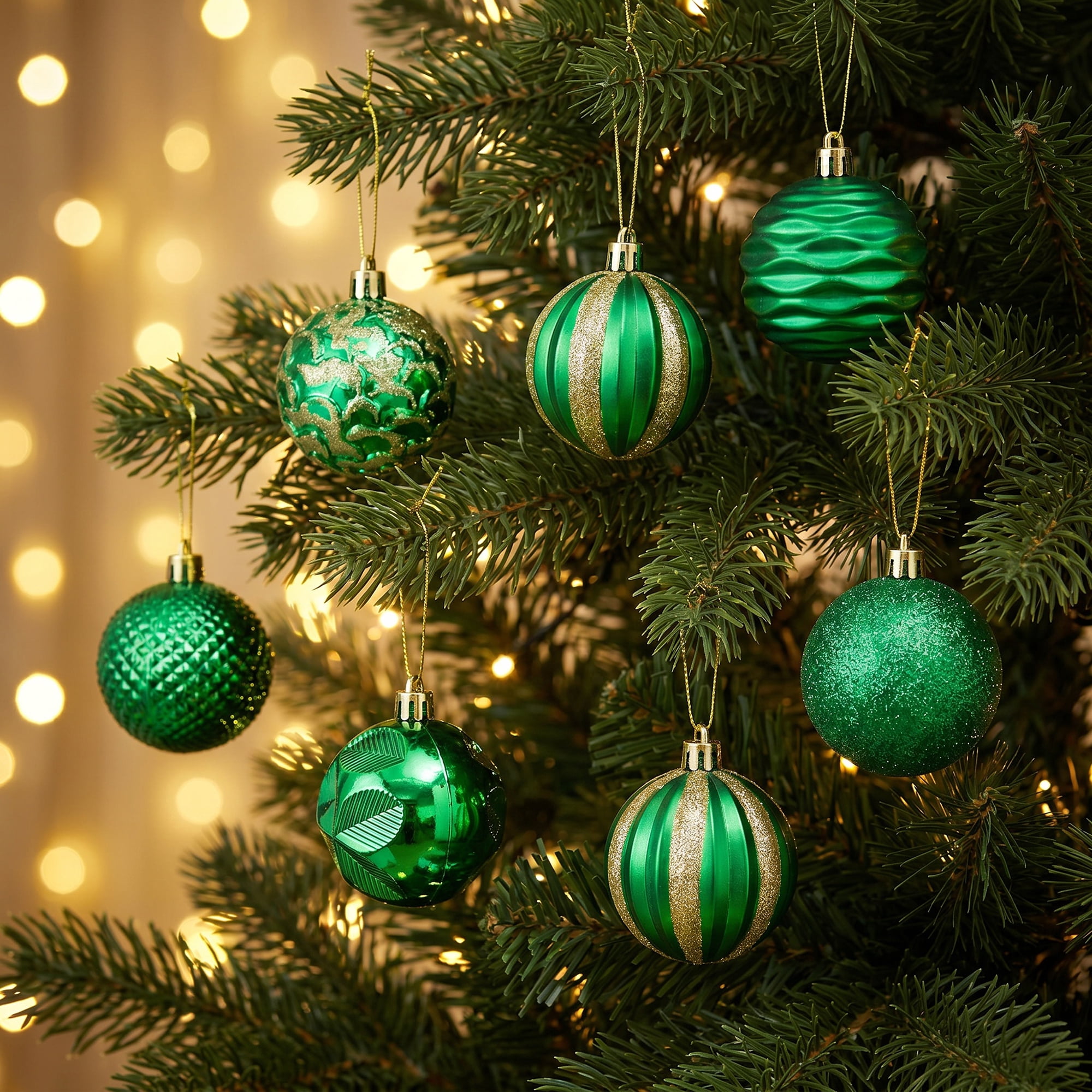 Unique Bargains 6Pcs Painted Electroplated Balls Shatterproof Ornaments Green 2.4"