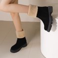 thumbnail image 3 of Dsscvnef Bottes d'Hiver Doublées pour Femmes Talon Bas à Enfiler Mi-Mollet Bottes de Randonnée Confortables et Chaudes, 3 of 8