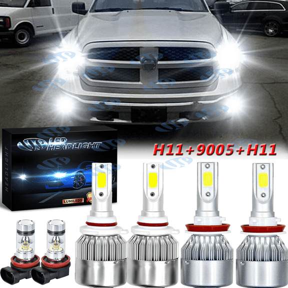 For Dodge RAM 1500 2019 2020 LED Headlight High/Low   Fog Light Bulbs Combo kit