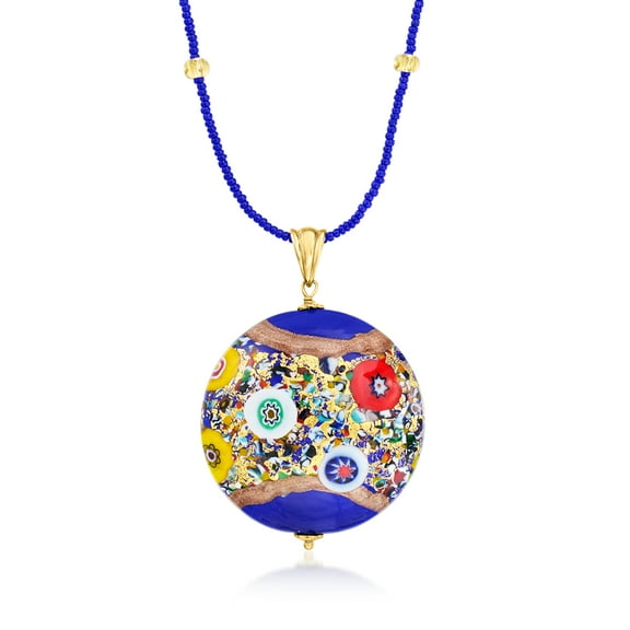 Ross-Simons Italian Multicolored Murano Glass Necklace in 18kt Gold Over Sterling, Women's, Adult
