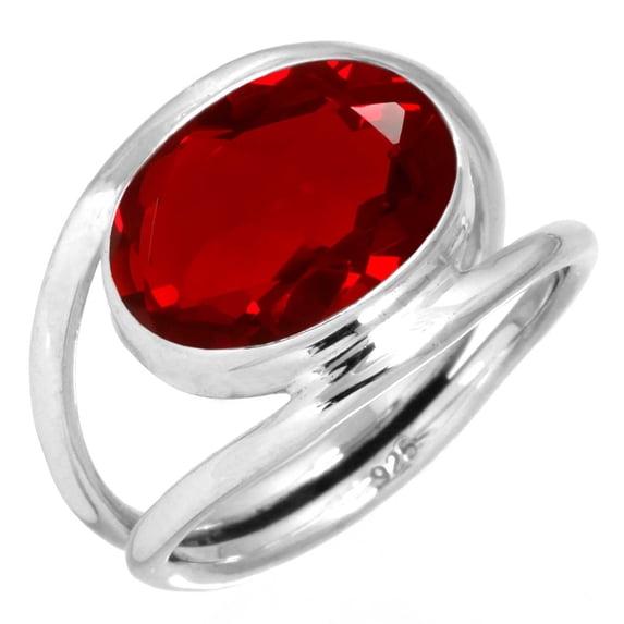 925 Silver Ring For Women - Girls Red Ruby Simulated Stone Silver Ring Size 13 July Birthstone Simple Silver Ring Size 13 Gift For Mother On Mothers' Day 925 Gemstone Silver Jewelry
