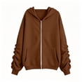 thumbnail image 4 of Girls Solid Full Zip Hoodie Sweatshirt Casual Lightweight Everyday wear for Kids 4-15Years, 4 of 5
