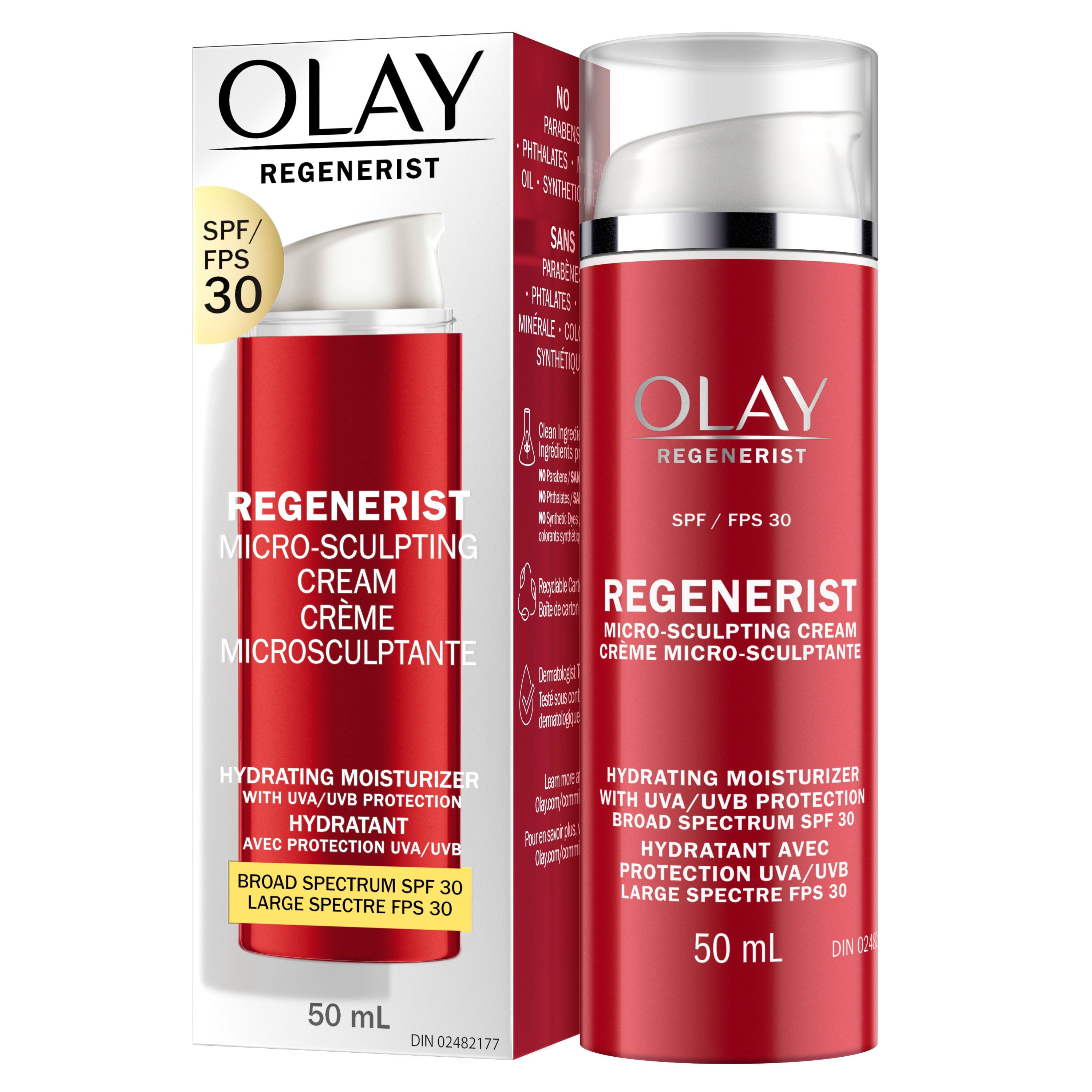 Olay Regenerist Micro-Sculpting Cream Anti-Aging Face Moisturizer with SPF 30 Broad Spectrum, Vitamin B3, 50 mL