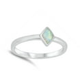 thumbnail image 4 of CHOOSE YOUR COLOR White Simulated Opal Diamond-Shape Ring .925 Sterling Silver Band CZ Female Size 7, 4 of 4