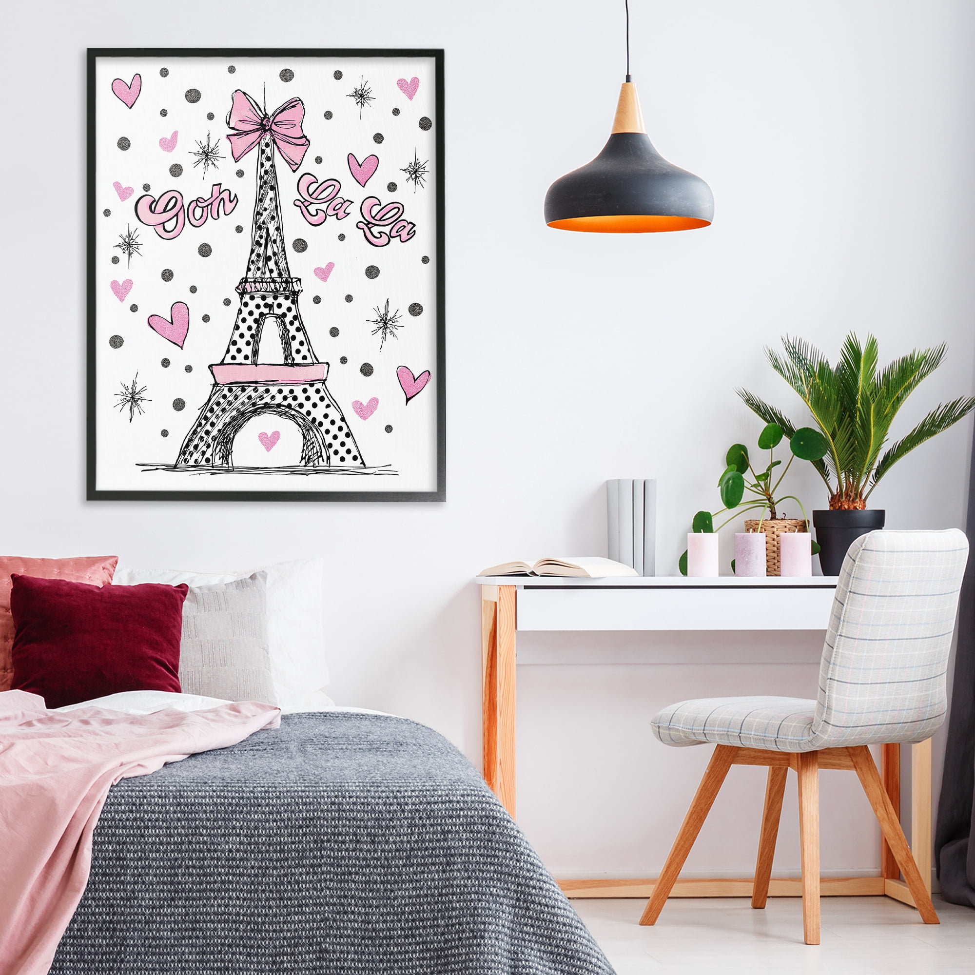Stupell Industries Ooh La La Polka Dots Eiffel Black Framed Giclee Art, design by Jess Stempel