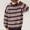 thumbnail image 6 of Wancir Men's Vintage Striped Sweater Oversized Knitted Pullover Crewneck Long Sleeve Colorblock Jumper Tops, 6 of 8