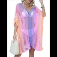 thumbnail image 2 of Vestido Corto de Crochet para Mujer, Elegante Vestido y de Verano, Informal y Calado. Rosa Púrpura Talla Única, 2 of 10