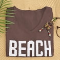 thumbnail image 5 of Beach Cover Up for Women Letter Print Crochet Tops Beach Sweater | Long Sleeve, Crew Neck, Split Hem, Swim Swimsuit Coverup, Lightweight Summer Sweater, Vacation Beach outfits,3XL, 5 of 6