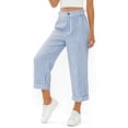 thumbnail image 2 of Jean Capris for Women Striped Pocket Elastic Waist with Button and Zipper Casual Cropped Pants for A Timeless Denim Inspired Look That Pairs with Dresses or Tops Capris, 2 of 5