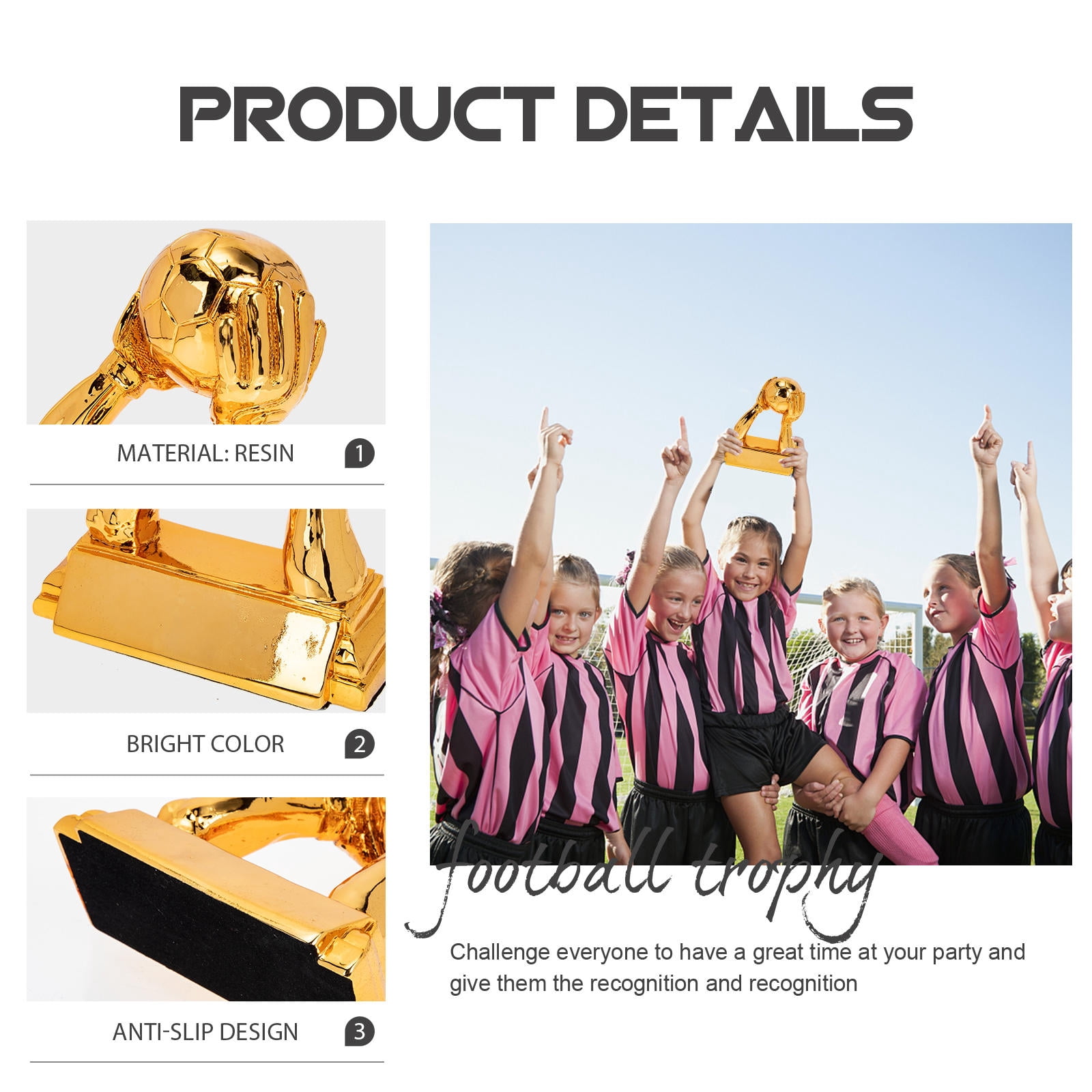 DEEPCRAFF Golden Resin Football Trophy for Sports Competitions, Awards, and Home Display Decoration
