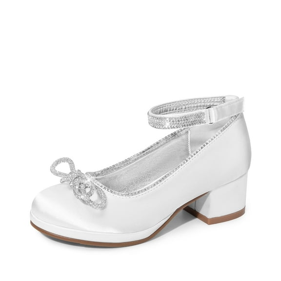 DREAM PAIRS Girls Dress Shoes Ankle Strap Princess Flats Chunky Heel Pump Party Wedding for Little Big Kid