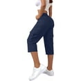 thumbnail image 2 of Soyumi Capri Pants for Women High Waisted Cargo Pants Lightweight Summer Capris Casual Hiking Cropped Trousers with Pockets, Navy, 2 of 5