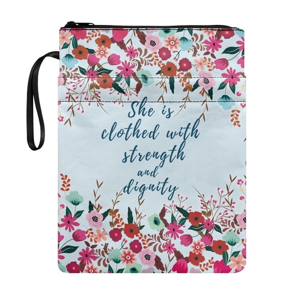 HELLHERO Book Cover with Pocket Polyester Fabric Zipper Bag with Decorative Design for Books, Magazines, and Stationery Book Organzoer Holder Book Protection