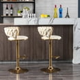 thumbnail image 2 of 2 Cream Bar Stools with Golden Legs, Swivel & Mechanical Lifting - Good for Outdoor Bars, 2 of 6