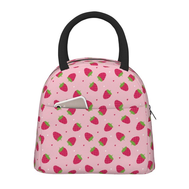 Easygdp Strawberries Bolsa de Almuerzo Insulada Grande, Forro de Aluminio, Diseño Espacioso, a Prueba de Fugas, Ideal para Trabajo, Picnics, Viajes y Actividades al Aire Libre