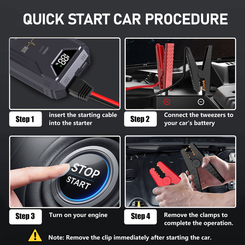 BSMOOM 6000A Peak Portable Car Jump Starter for Up to 5.5 Gas and 8.0 Diesel Engines, 12V Car Jumper Starter Battery Pack with LED Light, LCD Screen, USB-C & QC 3.0 Fast Charging