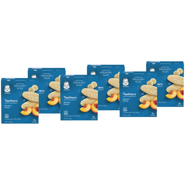 Gerber Teethers, Banana Peach, 1.7 oz, 12 count Box (Pack of 6