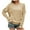 Khaki, variant on Womens Fall Fashion 2022! QLEICOM Sweaters for Women, Women's Round- Neck Solid Color Lace Up Sleeves Recreational Pullover Knitting Sweater Long Sleeve Tops On Clearance