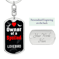 thumbnail image 2 of Lovebird Bird Stainless Steel or 18k Gold Premium Swivel Dog Tag Keychain, 2 of 16