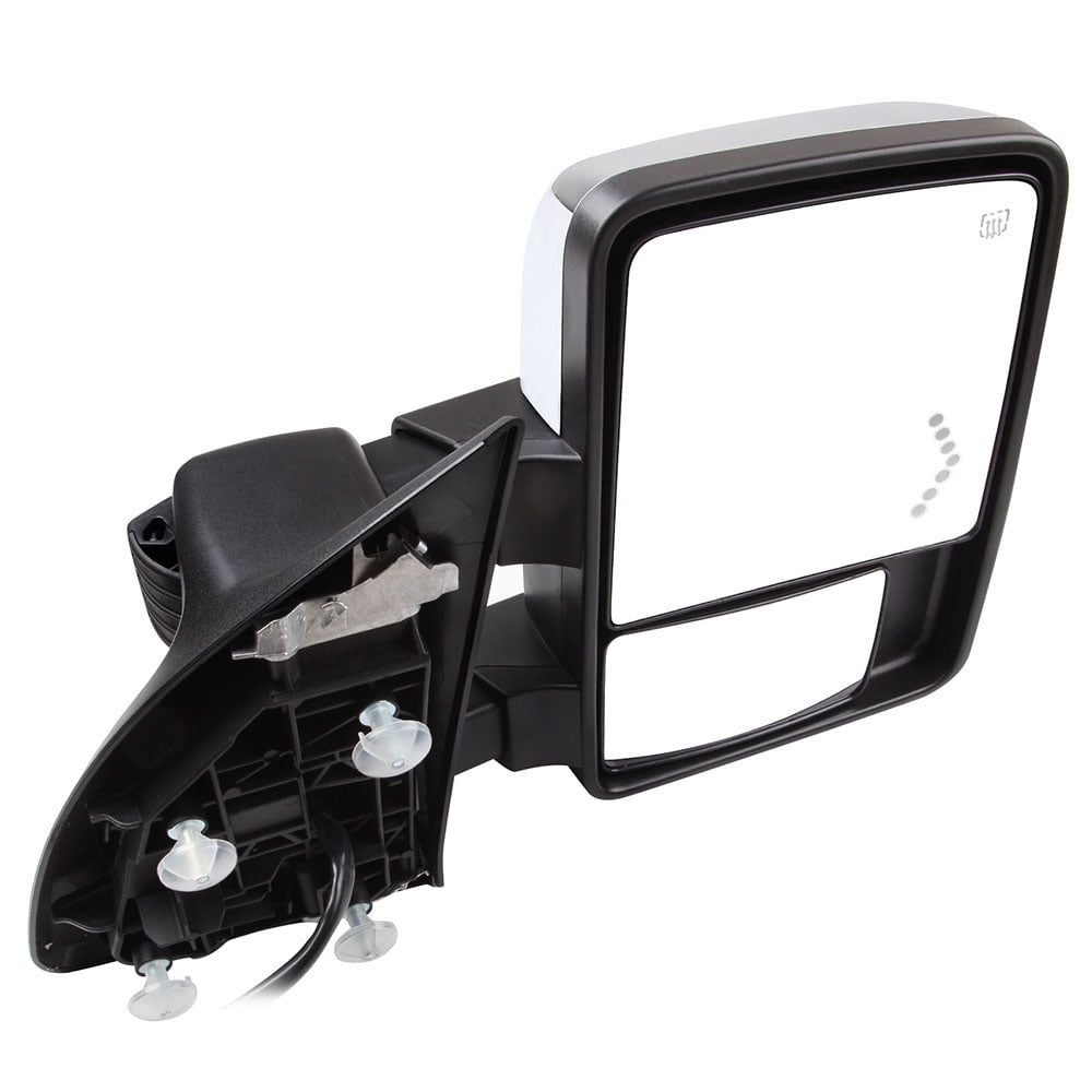 SCITOO Tow Mirrors For 1999-2007 Ford F250 F350 F450 F550 Super Duty - Power Heated, Turn Signal, Chrome, Manual Telescoping & Folding, LH & RH Set