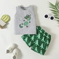 thumbnail image 2 of Otqutp Bodysuits for Toddler Beach Outfits Kids Boys Clothes Summer Outfits Dinosaur Vest T Shirt Tops Shorts Set, 2 of 9