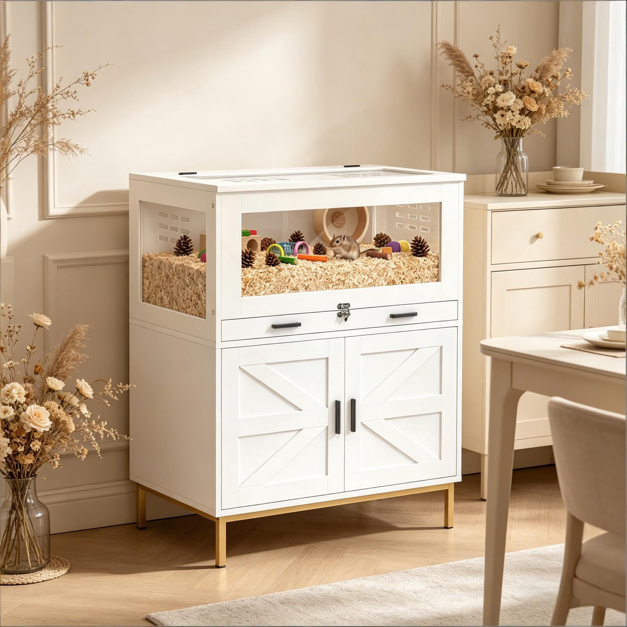 Spacious Pet Cage, Hamster Cage, Hedgehogs Cage with a Removable Sliding Tray and a lift-up Top