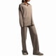 thumbnail image 3 of Conjuntos de Dos Piezas para Mujer, Sudadera de Larga con Cuello en V y Pantalones Anchos, Conjuntos de Chándal para Estar en Casa Caqui S, 3 of 9
