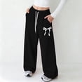 thumbnail image 2 of NIEWTR Girls Spring Casual Joggers Straight Wide Leg Loose Fit Sweatpants Elastic High Waist Lounge Pants with Pockets（Black,7-8 Years), 2 of 4