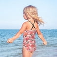 thumbnail image 5 of Girls' One-piece Swimsuit Cross Back Bathing Suit Beach Surfing Sizes 3T-10T Roses and Stripes Pattern, 5 of 9