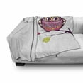 thumbnail image 3 of Owl Soft Flannel Fleece Throw Blanket, Ornate Colorful Owl on the Branch Observing Flat Face Myst Animal Image, Cozy Plush for Indoor and Outdoor Use, 60" x 80", Pink Purple White, by Ambesonne, 3 of 6