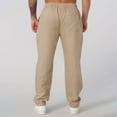 thumbnail image 6 of YLSDY Mens Casual Linen Pants Loose Fit Elastic Drawstring Waist Straight-Legs Summer Yoga Beach Long Pants Khaki 6, 6 of 7