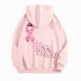 thumbnail image 4 of Godom Women Hoodie Pink Ribbon Hoodies Long Sleeve Drawstring Sweatshirts with Pocket, 4 of 5