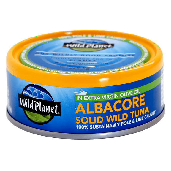 Pack of 12, Wild Planet Albacore Solid Wild Tuna in Extra Virgin Olive Oil, 5 oz