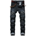 thumbnail image 2 of Men Jeans Fashion Ripped Small Feet Slim Stretchy Denim Jeans Casual Distressed Street Men's Pants, 2 of 9